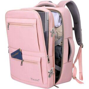 Large Pink Travel Backpack Carry On Laptop Bag for Women Men Work School